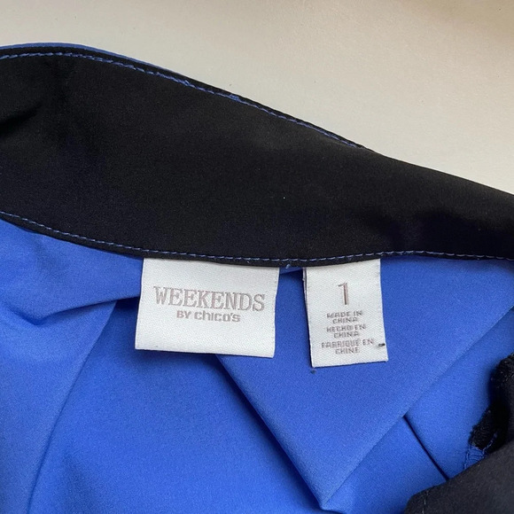 Weekends by Chico’s Blue 3/4 Sleeve Full Zip Windbreaker Jacket 1 Medium Women’s - Picture 8 of 11